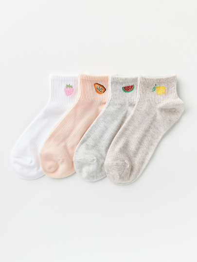 4-pack ankelstrumpor med frukter