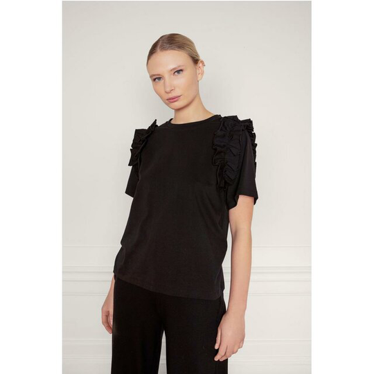 Opal Org. Cotton Ruffle Tee Black