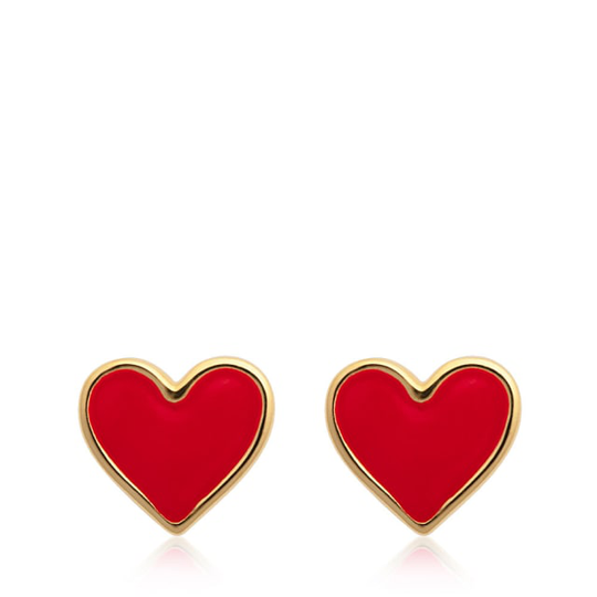 Enamel Red Heart Studs