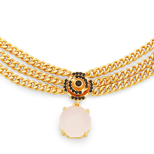 Labyrinth Vanity Necklace Black Spinel/Rose Quartz